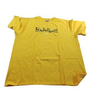Vintage Nike Basketball T Shirt Mens XL Yellow Center Logo Short Sleeve Graphic